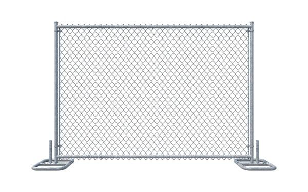 temporary panel fencing are usually installed using stands or feet that are anchored into the ground and then connected together via clips or brackets